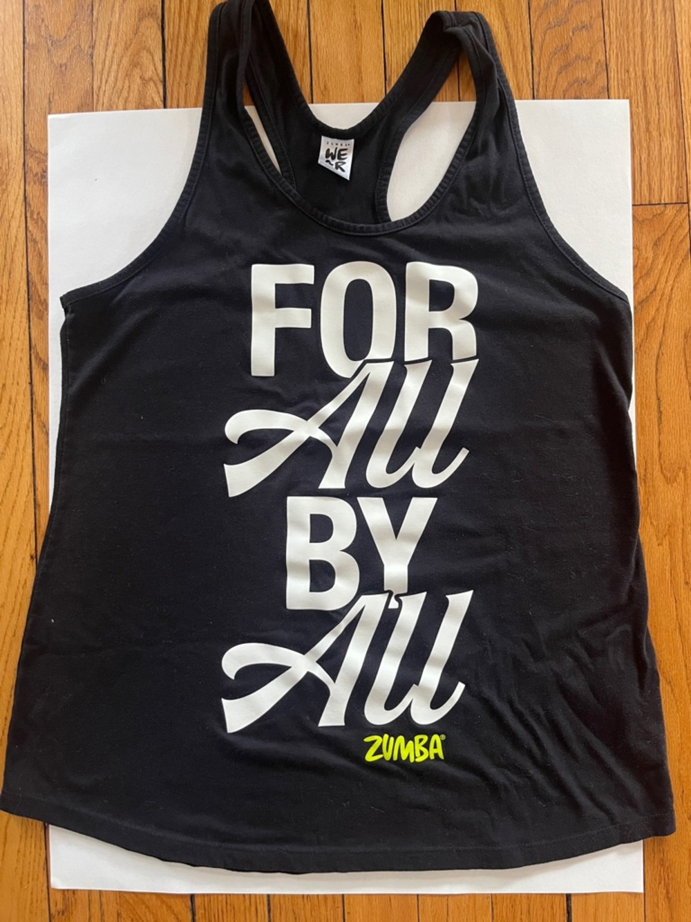 Zumba Fitness Black Racerback Tank for all by all Zin instructor tank woman med